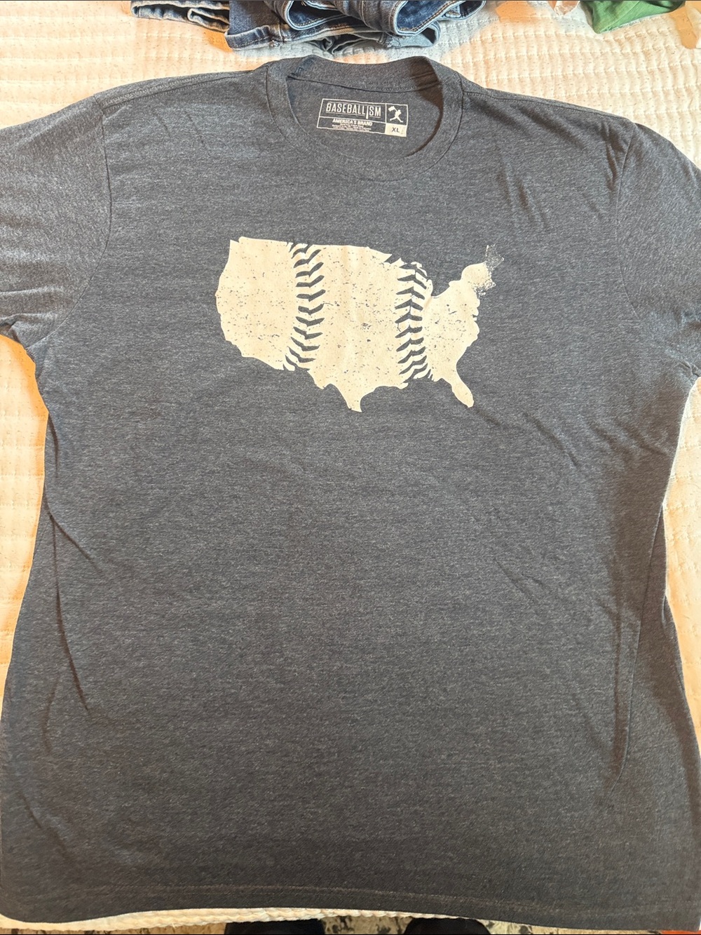 Baseball Usa Men's Short Sleeve Tee - Charcoal Gray